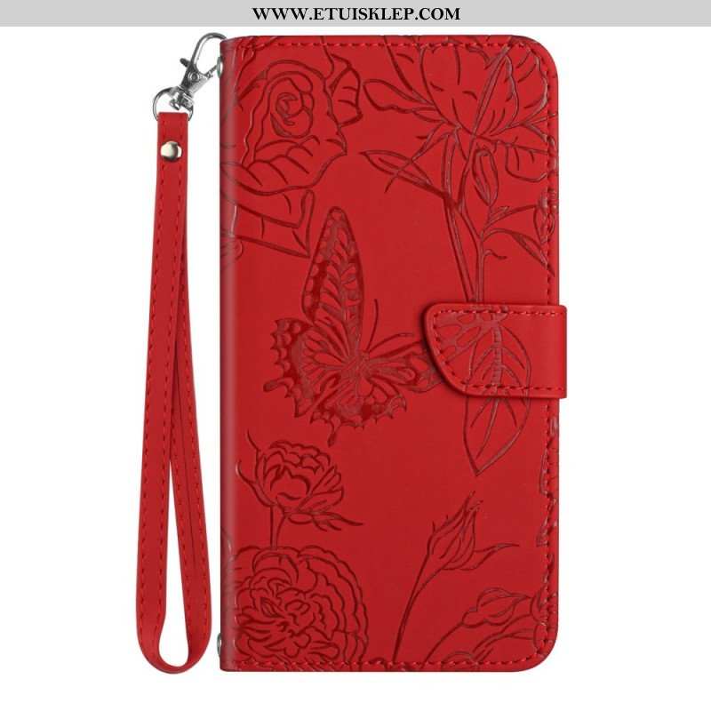 Etui Folio do Samsung Galaxy S23 5G Motyl Ze Smyczą